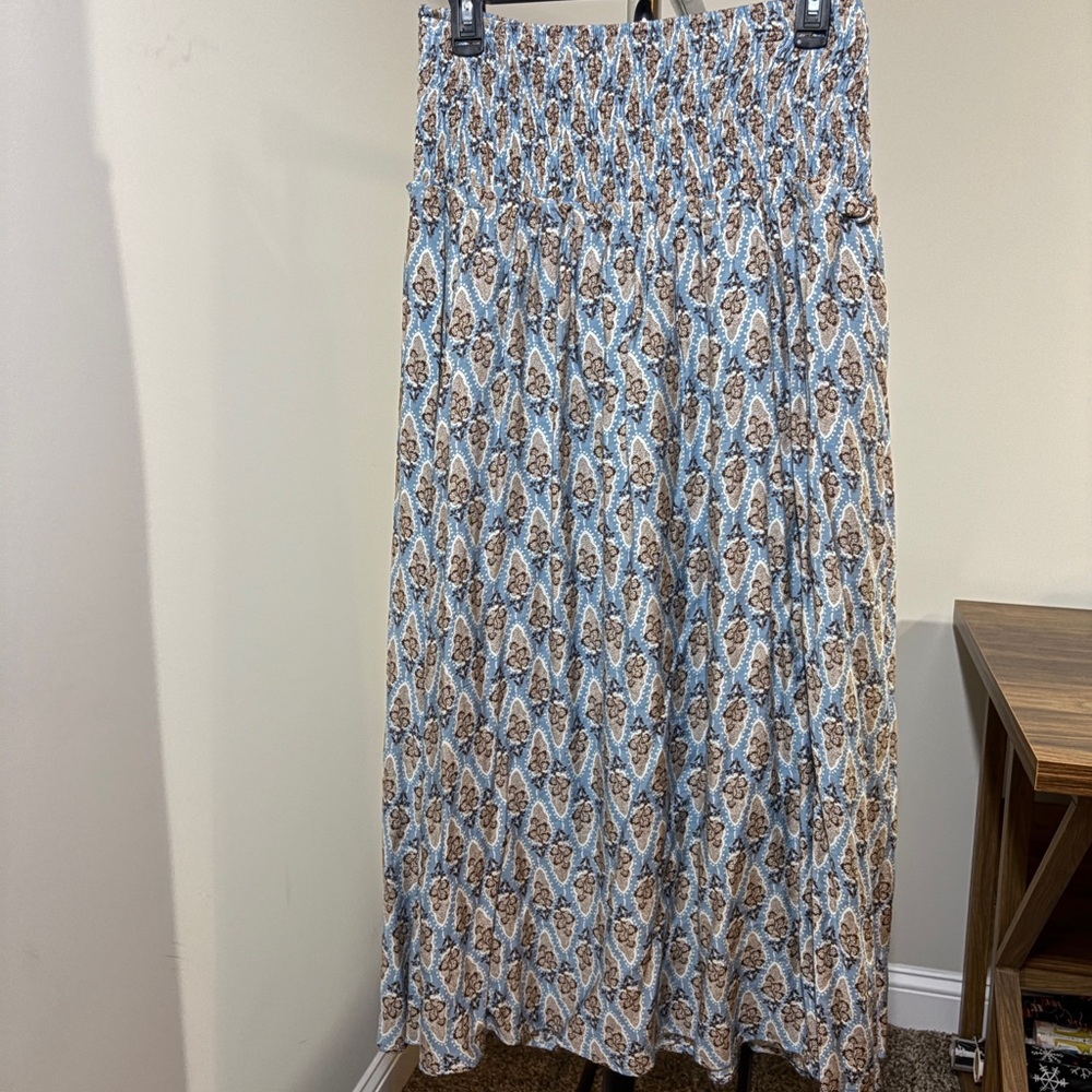 Blu Pepper Blue and Brown Maxi Skirt